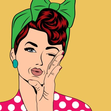 Cute retro kadın çizgi roman tarzı