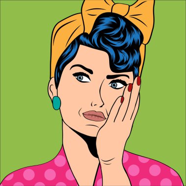 Cute retro kadın çizgi roman tarzı