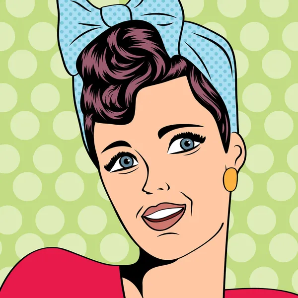 Leuke retro vrouw in strips stijl — Stockvector