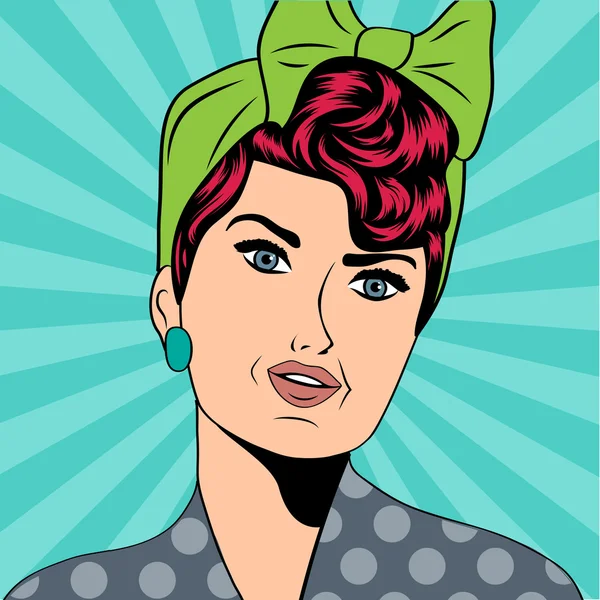 Cute retro woman in comics style — Stock Vector