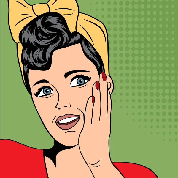 Cute retro woman in comics style — Stock Vector