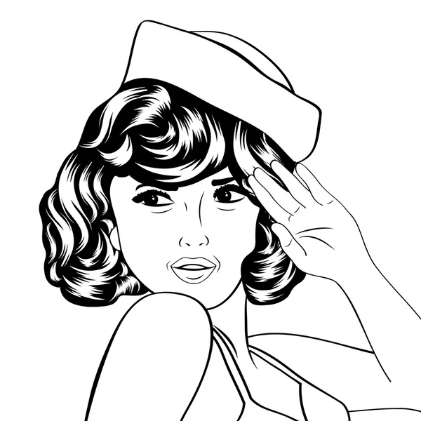 Cute retro kadın çizgi roman tarzı — Stok Vektör