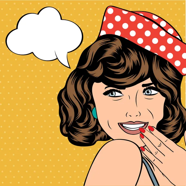 Cute retro wanita dalam gaya komik Stok Ilustrasi Bebas Royalti