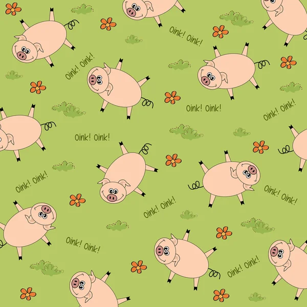 Seamless background with funny pigs — Stock Vector