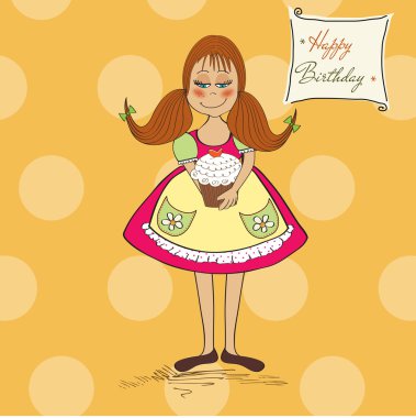 doğum günü pastası ile kız