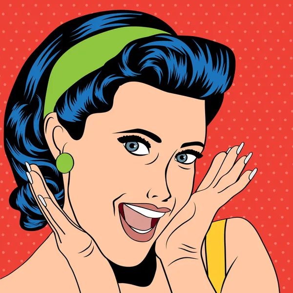Popart retro wanita dalam gaya komik Stok Ilustrasi 