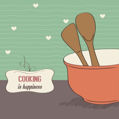 achtergrond met keuken houten kookgerei opslag pot