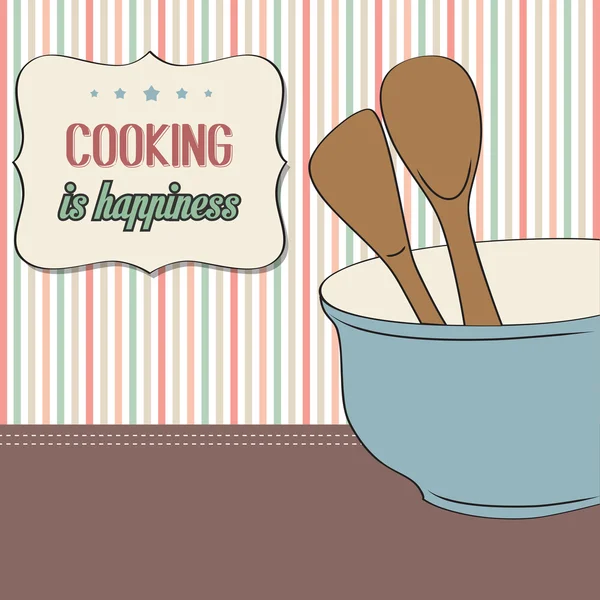Background with kitchen cooking wooden utensils storage pot — Stock Vector