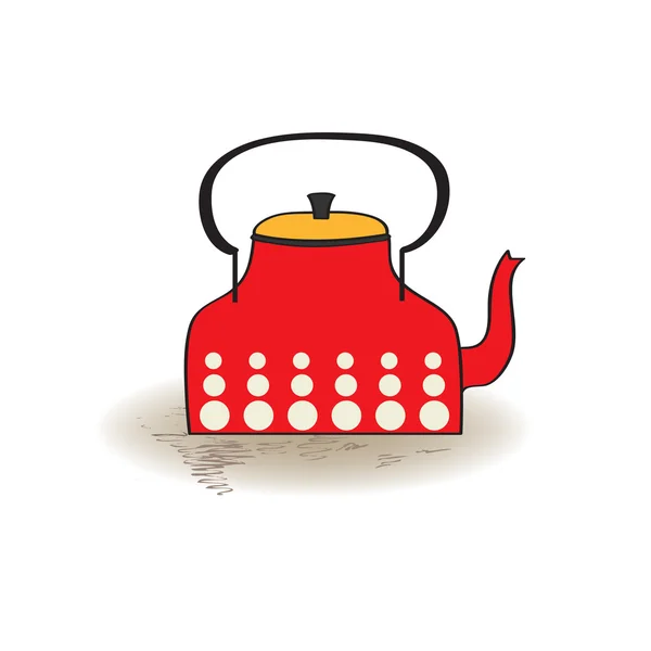 Old red kettle — Stock Vector