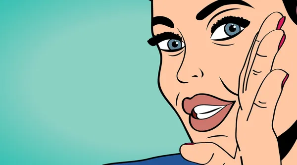 Pop art retro woman dalam gaya komik Grafik Vektor