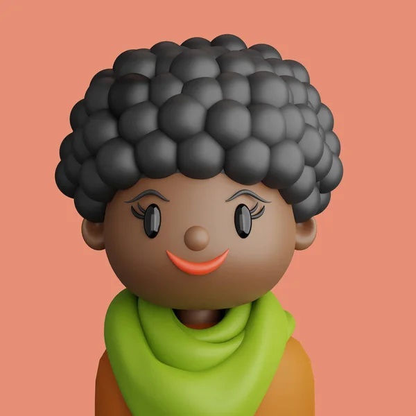 Ilustración Una Mujer Negra Sonriente Caricatura Cerca Retrato Mujer Pie —  Fotos de Stock