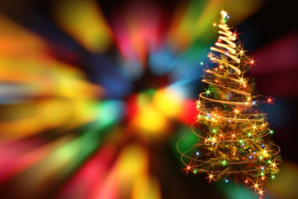 Weihnachtsbaum aus Weihnachtslichtern — Stockfoto