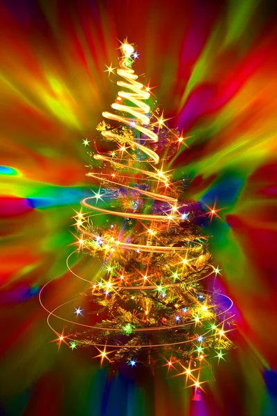 Christmas tree from xmas lights — Stock Photo, Image