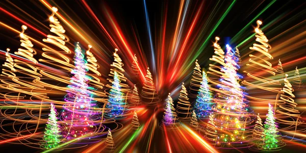 Floresta de Natal das luzes de cor — Fotografia de Stock