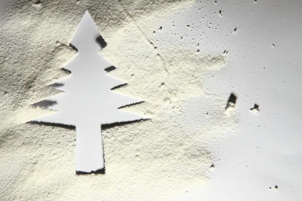 Christmas tree from the paper and snow — Stock Photo, Image