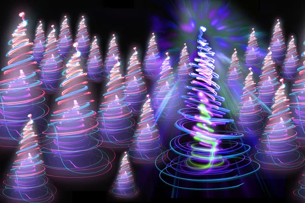 Christmas forest from xmas lights — Stock Photo, Image