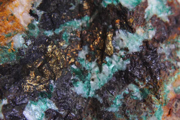 Metal natural mineral with malachite — Stock Photo, Image