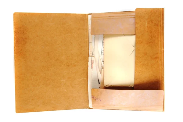Pasta secreta superior velha com documentos — Fotografia de Stock