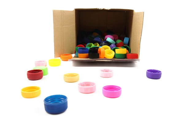 Colección de tapas de plástico de color — Foto de Stock