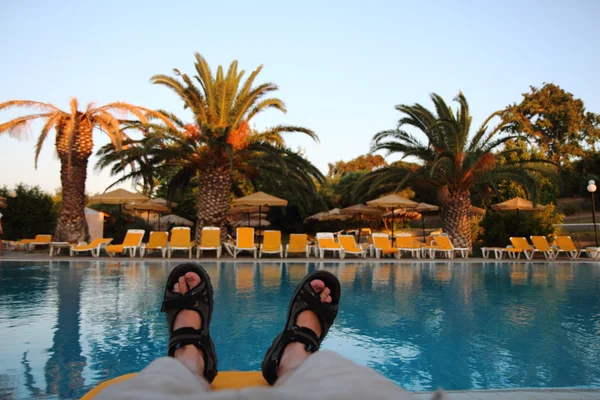 Relax in the Greece by the pool — Stock Photo, Image