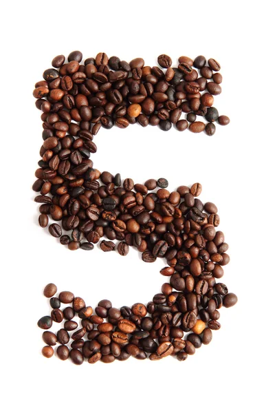 5 - number from coffee beans — Stock Photo, Image