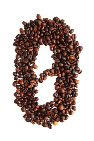 0 - number from coffee beans — Stock Photo, Image