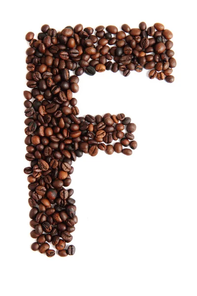F - Alphabet aus Kaffeebohnen — Stockfoto