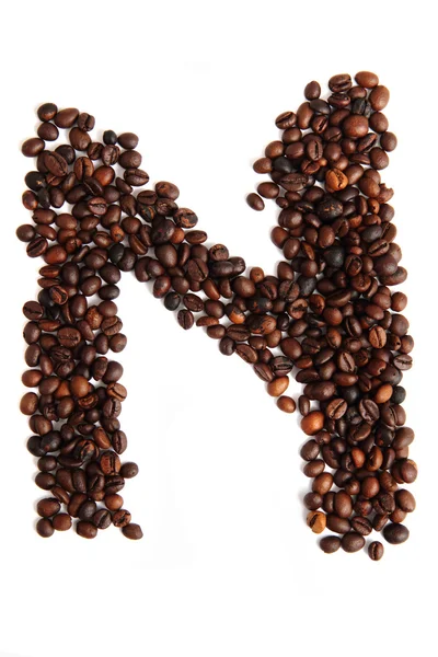 N - Alphabet aus Kaffeebohnen — Stockfoto