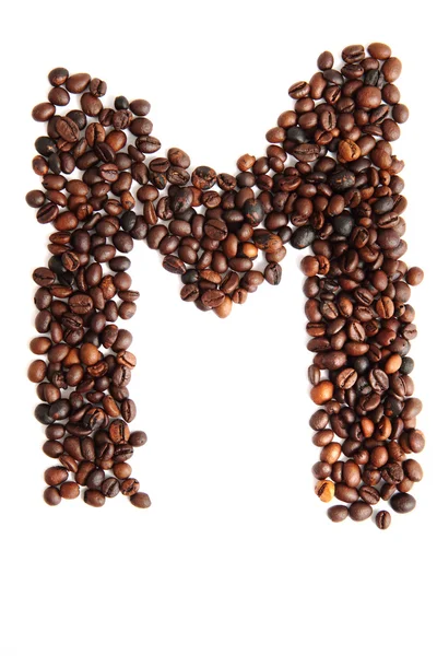 M - Alphabet aus Kaffeebohnen — Stockfoto