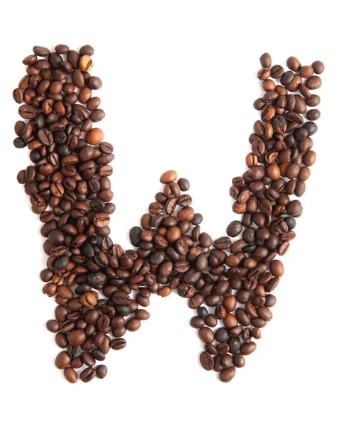 W - Alphabet aus Kaffeebohnen — Stockfoto