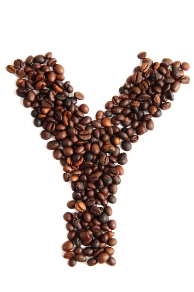 Y, алфавит из кофейных зерен — стоковое фото