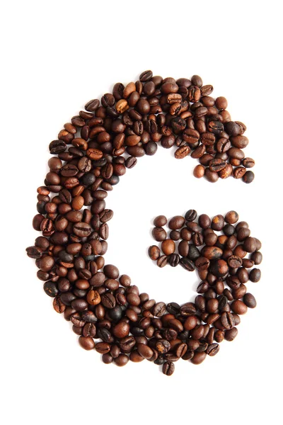 G - алфавит из кофейных зерен — стоковое фото