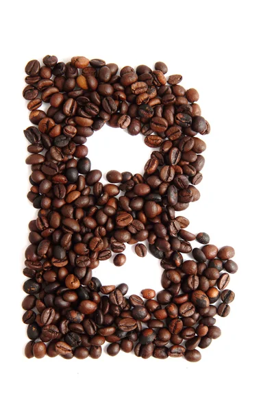B - kahve çekirdekleri dan alfabesi — Stok fotoğraf