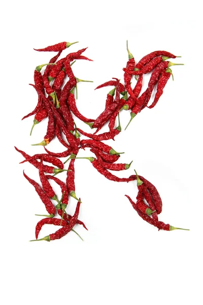 K - alphabet sign from hot chili — Stock Photo, Image