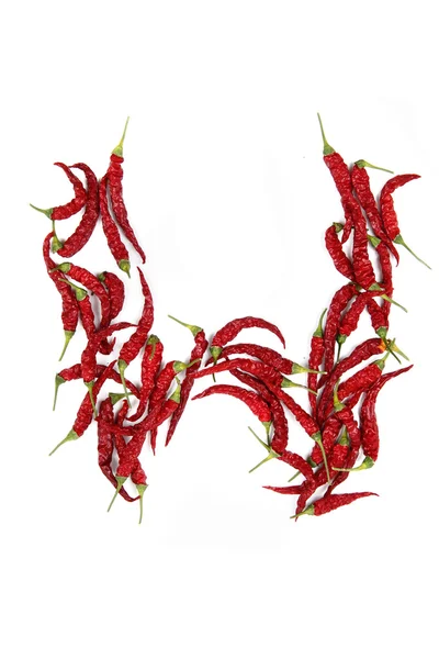 W - alphabet sign from hot chili — Stock Photo, Image