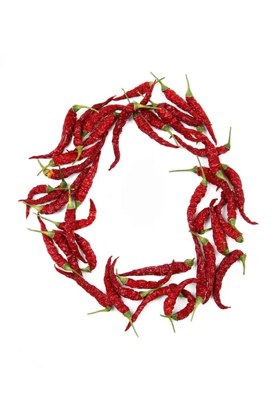 O - alphabet sign from hot chili — Stock Photo, Image