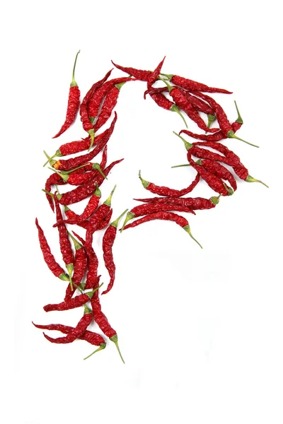 P - alphabet sign from hot chili — Stock Photo, Image