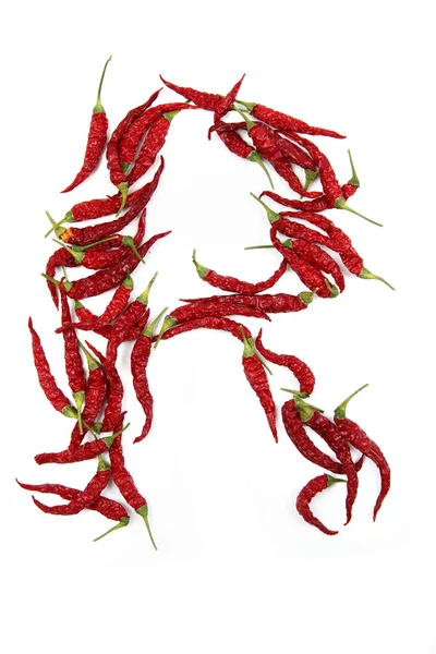R - znak alfabet z hot chili — Zdjęcie stockowe