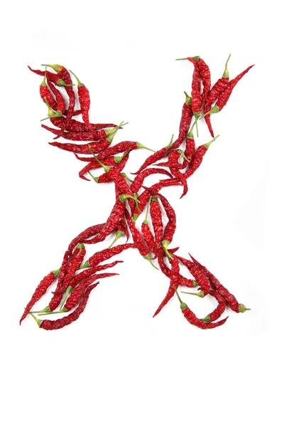 X - alphabet sign from hot chili — Stock Photo, Image