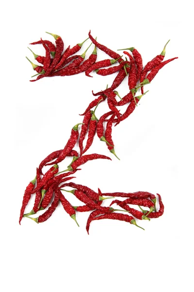 Z - alphabet sign from hot chili — Stock Photo, Image