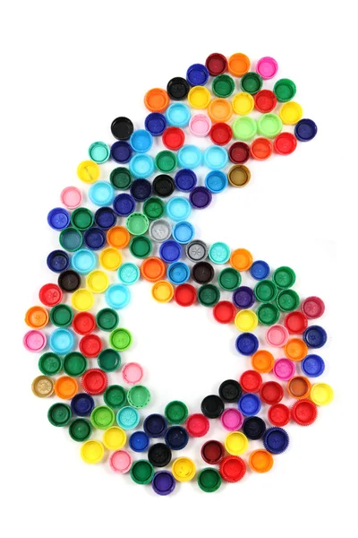 6 - number from the plastic caps — Stock Photo, Image