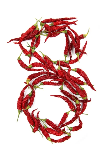 8 - number from red chili — Stock Photo, Image