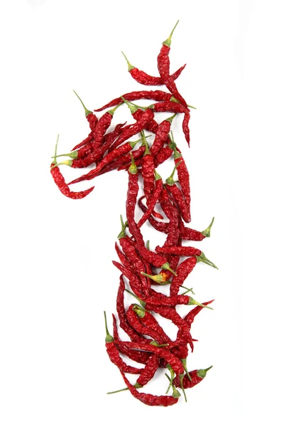 1 - number from red chili — Stock Photo, Image