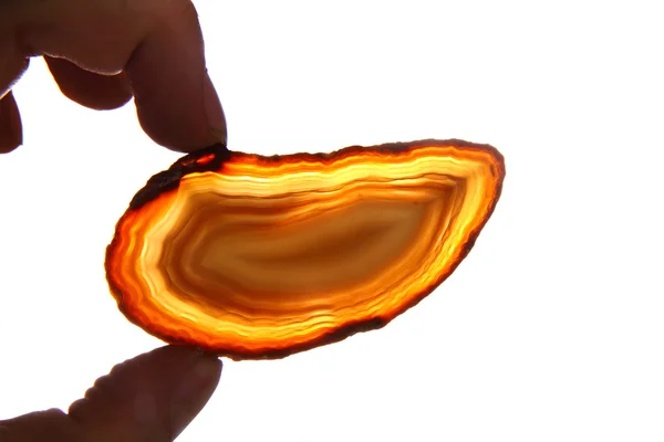 Agate gem in human hand — Stock Photo, Image