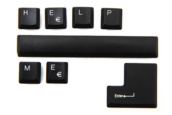 Help me - слова из клавиш клавиатуры — стоковое фото