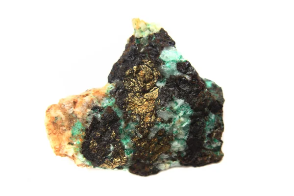 Green malachite and chalkopyrite — Stock Photo, Image