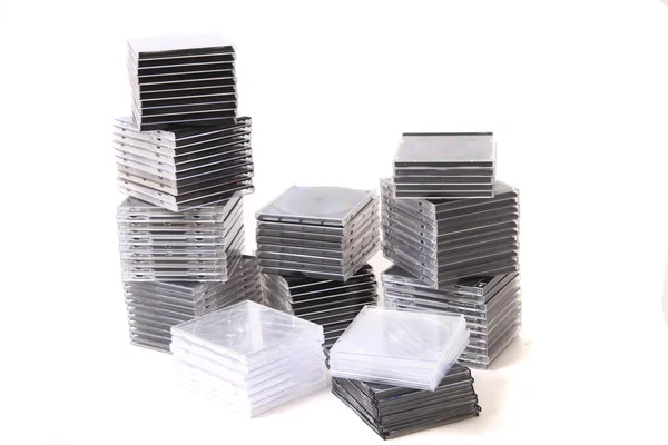 Plastic empty CD and DVD boxes — Stock Photo, Image