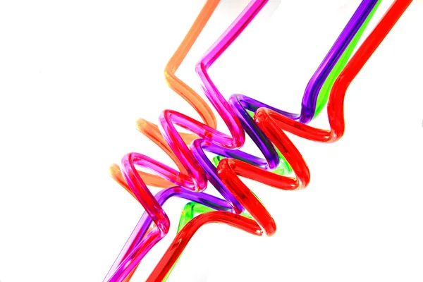 Spiral color plastic straws — Stock Photo, Image