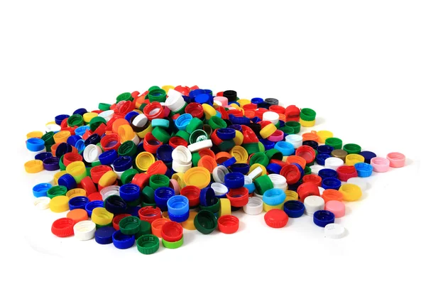 Renkli plastik kapaklar (--dan evde beslenen hayvan) — Stok fotoğraf