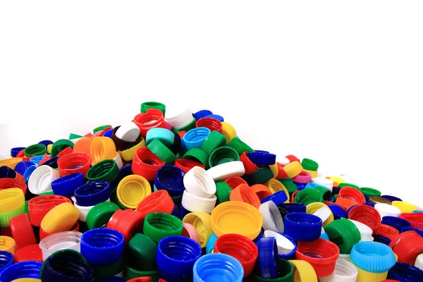 Color plastic caps (from PET) — Stock Photo, Image